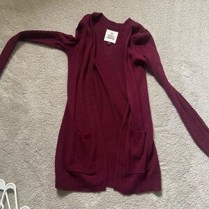 Women's Burgundy Cardigan Sweater
